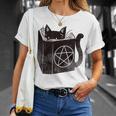 SataniCat Pentagram Cat Satan Demon Necronomicon Book Lover T-Shirt Gifts for Her