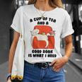 Tea A Cup Of Tea And A Good Book Is What I Need Cat Men Women Kids T-Shirt Gifts for Her