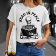 Whimsigoth Skeleton Reading A Book Dark Gothic Aesthetic T-Shirt Gifts for Her