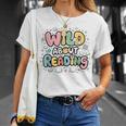 Wild About Reading Animal Bookworm Library Book Lover Reader T-Shirt Gifts for Her