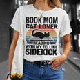 Women's Book Mom Cat Lover Reading With My Felline Sidekick T-Shirt Gifts for Her
