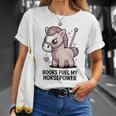 Women's Books Fuel My Horsepower Cute Reading Pony T-Shirt Gifts for Her