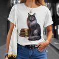 Women's Smokey Maine Coon Cat Book Lover T-Shirt Gifts for Her Women's Smokey Maine Coon Cat Book Lover T-Shirt Gifts for Her