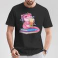 Axolotl With Strawberry Matcha And Books T-Shirt Unique Gifts