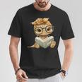 Baby Turtle Open Book Reading Animal Lover Graphic Portrait T-Shirt Unique Gifts