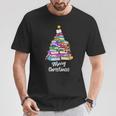 Book Christmas Tree Xmas Lights Librarian Merry Christmas T-Shirt Unique Gifts