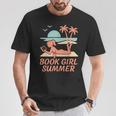 Book Girl Summer Book Reading Retro Sunset T-Shirt Unique Gifts