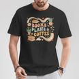 Book Lover Coffee Plants Retro Cozy Succulent Reading Groovy T-Shirt Unique Gifts