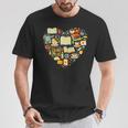 Book Lover Heart Reading Stack Bookworm T-Shirt Unique Gifts