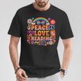 Book Peace Bookworm Hippie Rainbow Peace Sign T-Shirt Unique Gifts