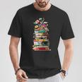 Book Stack With Flowers Reading Lover Bookish T-Shirt Unique Gifts