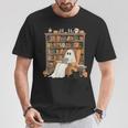 Bookish Ghost Haunted Library Cat Bookworm Book Lover T-Shirt Unique Gifts
