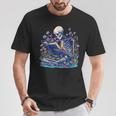 Bookish Skeleton Reading In Wildflowers Book Lover Bookworm T-Shirt Unique Gifts