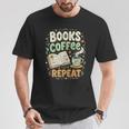 Books Coffee Repeat Book Lover Reader Bookworm T-Shirt Unique Gifts