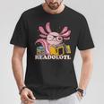 Bookworm Readolot Mexican Salamander Book Reading Axolotl T-Shirt Unique Gifts