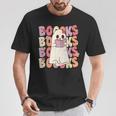 Boooks Halloween Ghost Pun Boo Books Groovy Ghost T-Shirt Unique Gifts