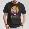 Boooks Moon Ghost Reading Halloween Bookworm Librarian Book T-Shirt Unique Gifts