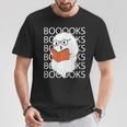 Booooks Cute Ghost Reading Books Halloween For Teacher &Kids T-Shirt Unique Gifts
