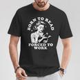 Born To Read Forced To Work Bookworm Librarian Retro Bookish T-Shirt Unique Gifts