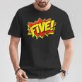 Boy Five Superhero Comic Book Hero 5th Birthday Boy 5 Years T-Shirt Unique Gifts