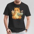 Capybara Reading a Book With Bubble Tea T-Shirt Unique Gifts