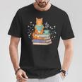 Cat Reading Book Lover Coffee Books Teacher Librarian Cat T-Shirt Unique Gifts
