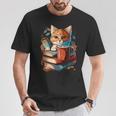 Cat Reading A Book Men Women Kids T-Shirt Unique Gifts
