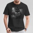 Cat Reading Book Retro Cat Photo Humor T-Shirt Unique Gifts