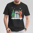 Christmas Tree Snowman Reindeer Book Stack Tee Librarian T-Shirt Unique Gifts