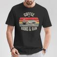 Coffee Books And Rain Retro Vintage Book Lover Reading T-Shirt Unique Gifts
