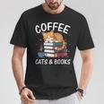 Coffee Cats And Books Cute Kitten Reading T-Shirt Unique Gifts