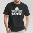 Comic Book Collecting Starts With Coffee Funny T-Shirt Unique Gifts