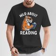 Cool Tiger Reading Book Wild About Reading Kids Books Reader T-Shirt Unique Gifts