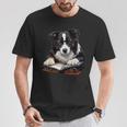 Cute Dog Border Collie Reading Book T-Shirt Unique Gifts