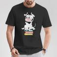 Cute Kawaii Cow Book Reading Bookworm Boys Girls Kids T-Shirt Unique Gifts