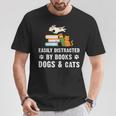 Cute Pet Animals Book Easily Distracted By Dogs Cats & Books T-Shirt Unique Gifts