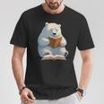 Cute Polar Bear Is Reading a Book Reading Polar Bear T-Shirt Unique Gifts