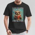 Cute Sloth Reading Book School Librarian Teacher Student T-Shirt Unique Gifts