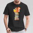 Cute Squirrel Reading Women's Tops Book Lovers T-Shirt Unique Gifts