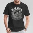 Dead Tired Still Awake Skeleton Moon Reading T-Shirt Unique Gifts