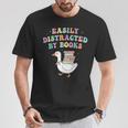Easily Distracted By Books Silly-Goose Bookish Library Read T-Shirt Unique Gifts