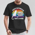 Easily Distracted By Cats And Books – Retro Sunset Rainbow T-Shirt Unique Gifts