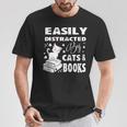 Easily Distracted By Cats And Books Books Cat Book Lover T-Shirt Unique Gifts