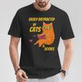 Easily Distracted By Cats And Books For Cat And Book Lover T-Shirt Unique Gifts