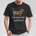 Easily Distracted By Dogs & Books T-Shirt Unique Gifts