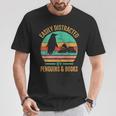 Easily Distracted By Penguins & Books Retro T-Shirt Unique Gifts