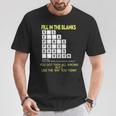 Fill In The Blanks Answers Sox Fork Pants Pulse Books Random T-Shirt Unique Gifts Fill In The Blanks Answers Sox Fork Pants Pulse Books Random T-Shirt Unique Gifts