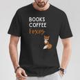 Fox Books Coffee Foxes Women Fox Graphic Cute Fox Lovers T-Shirt Unique Gifts