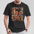 Geometric History Educated Women Reading Book Melanin T-Shirt Unique Gifts