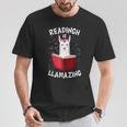Graduation Cute Animal Llama Reading Book Nerds Bookworm T-Shirt Unique Gifts